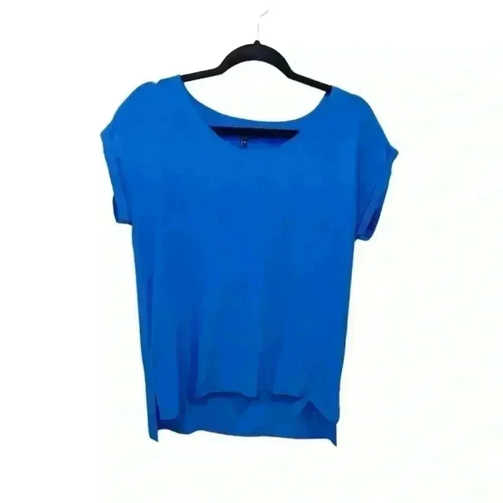 Eileen Fisher 100% Silk Oversized Tunic Style Top | Blue | SZ XS